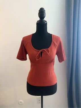 J. Crew Rust Tie-Front Ribbed Crop Top